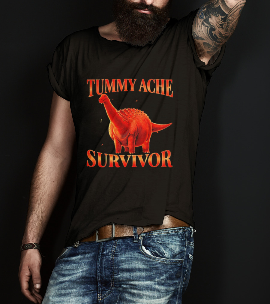 Tummy Ache Survivor Red Apatosaurus T-Shirt