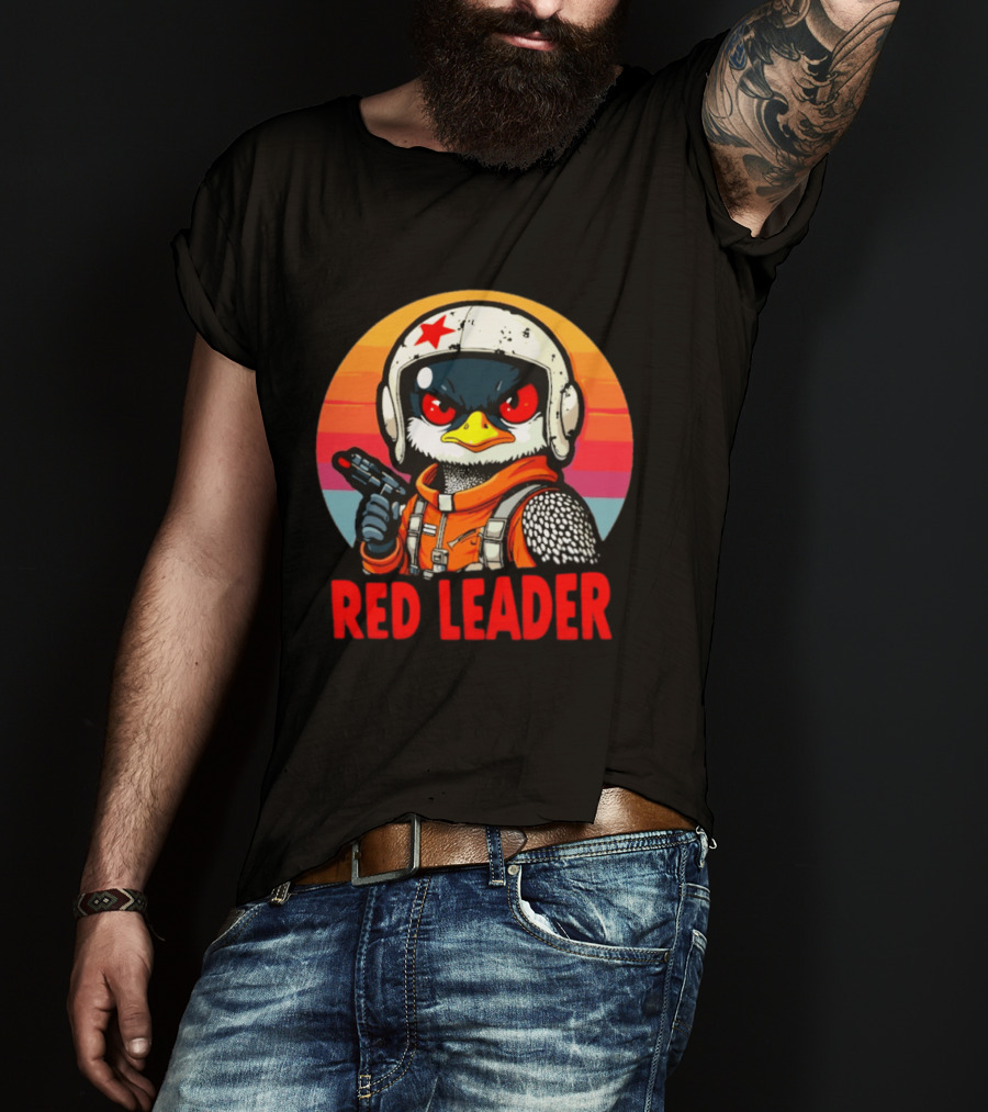 Red Leader Loon Pilot Retro Sunset T-Shirt