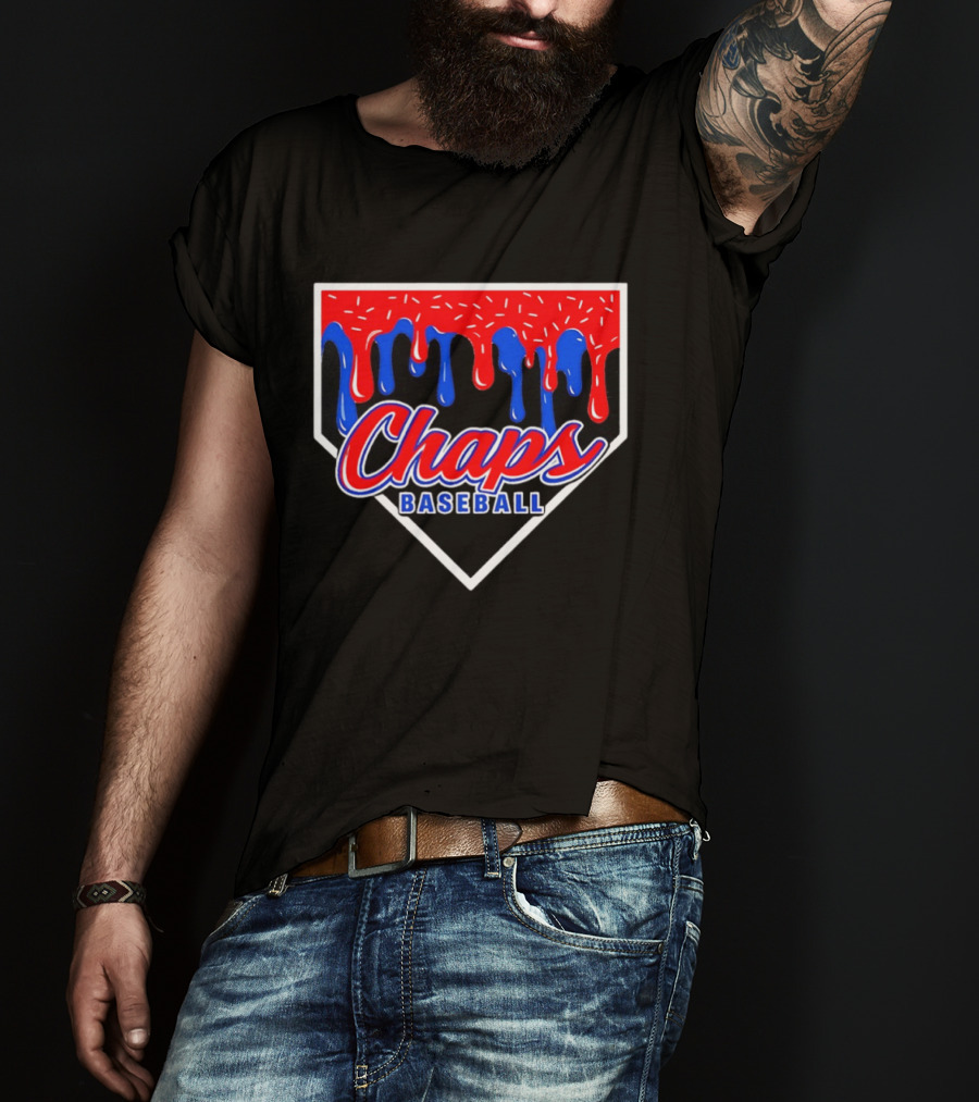 Chaps Baseball Blue Red Melting Motif T-Shirt