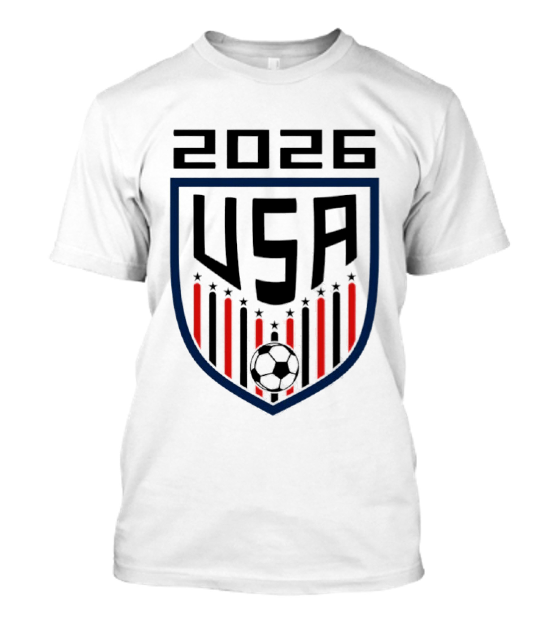 USA 2026 Soccer Emblem With Stars And Stripes Ball T-Shirt