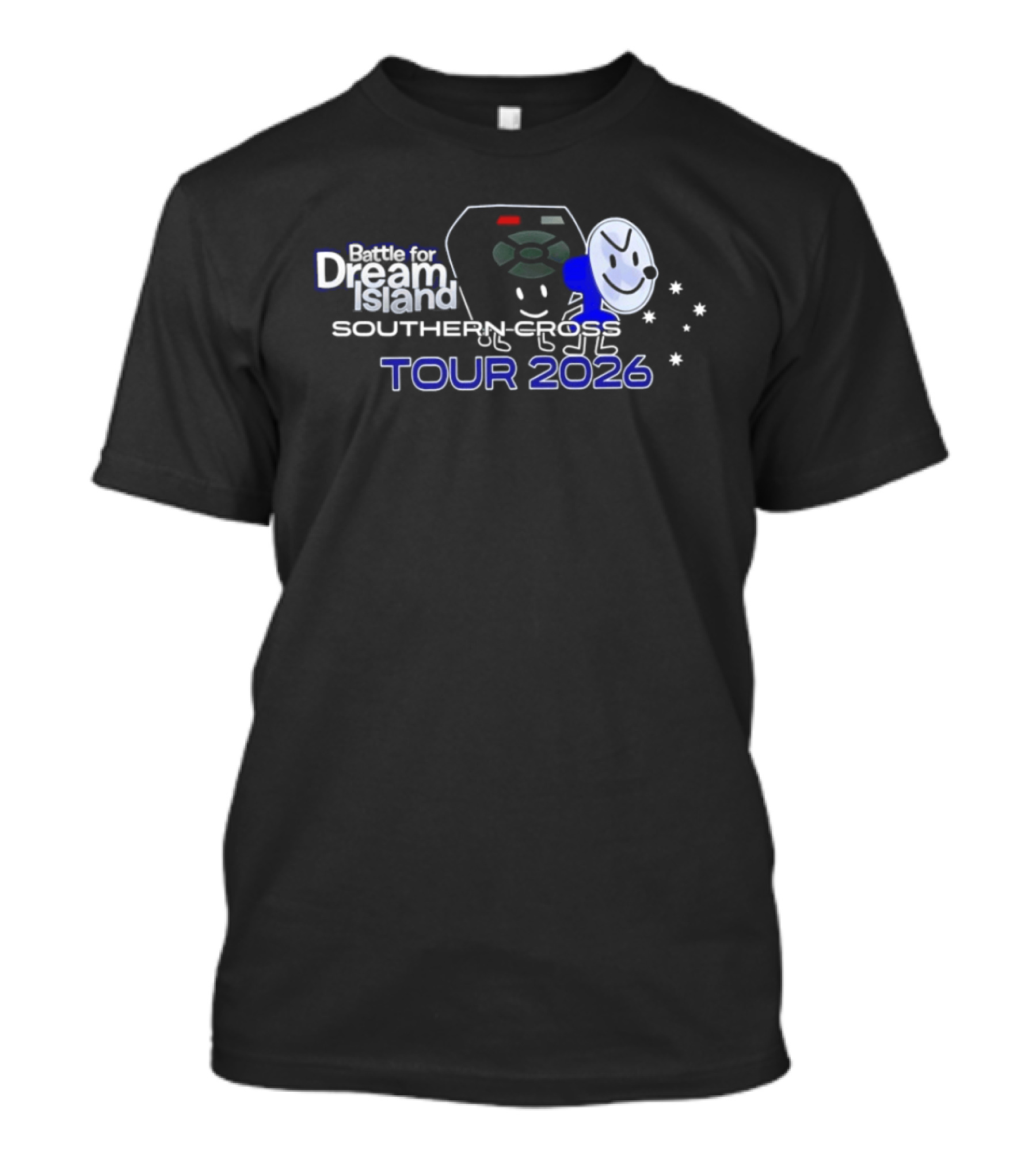 Battle For Dream Island Southern Cross Tour 2026 Remote And Snowflakes Characters T-Shirt