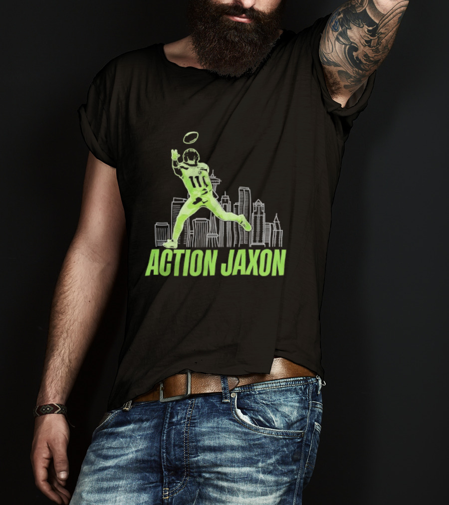 Seattle Football Jaxon Smith Njigba Action Jaxon Skyline T-Shirt