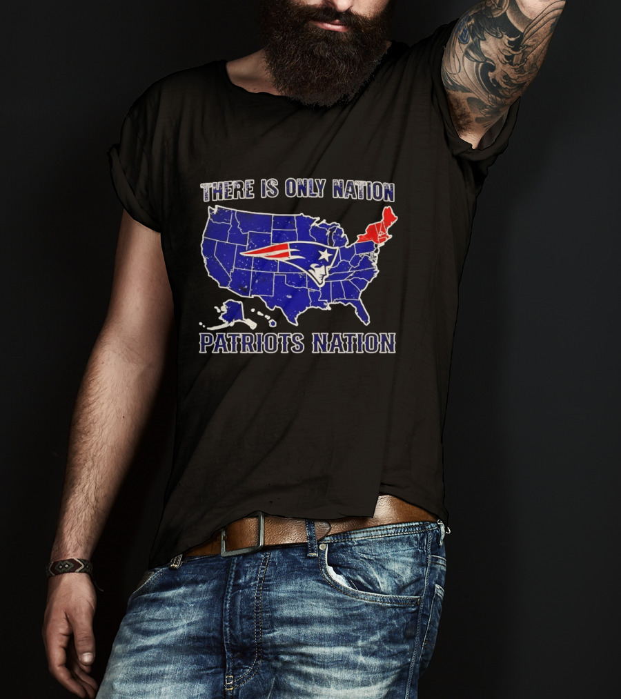There Is Only Nation New England Patriots Nation Map T-Shirt