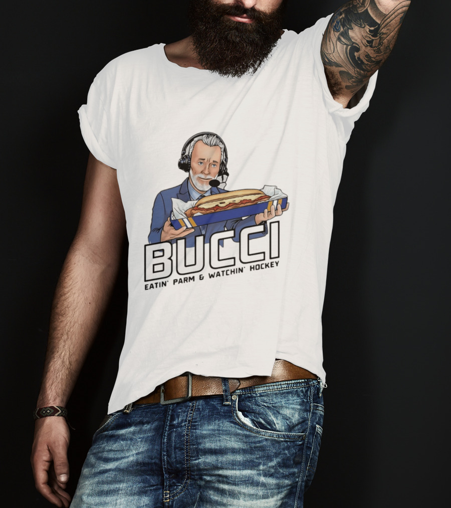 BUCCI Eatin' Parm And In' Hockey With Headset And Sub Sandwich T-Shirt