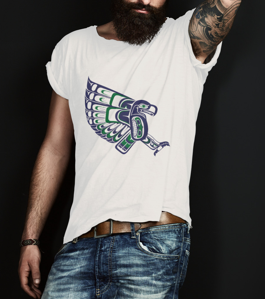 Seattle Football Native American Inspired Hawk Bird Wing T-Shirt