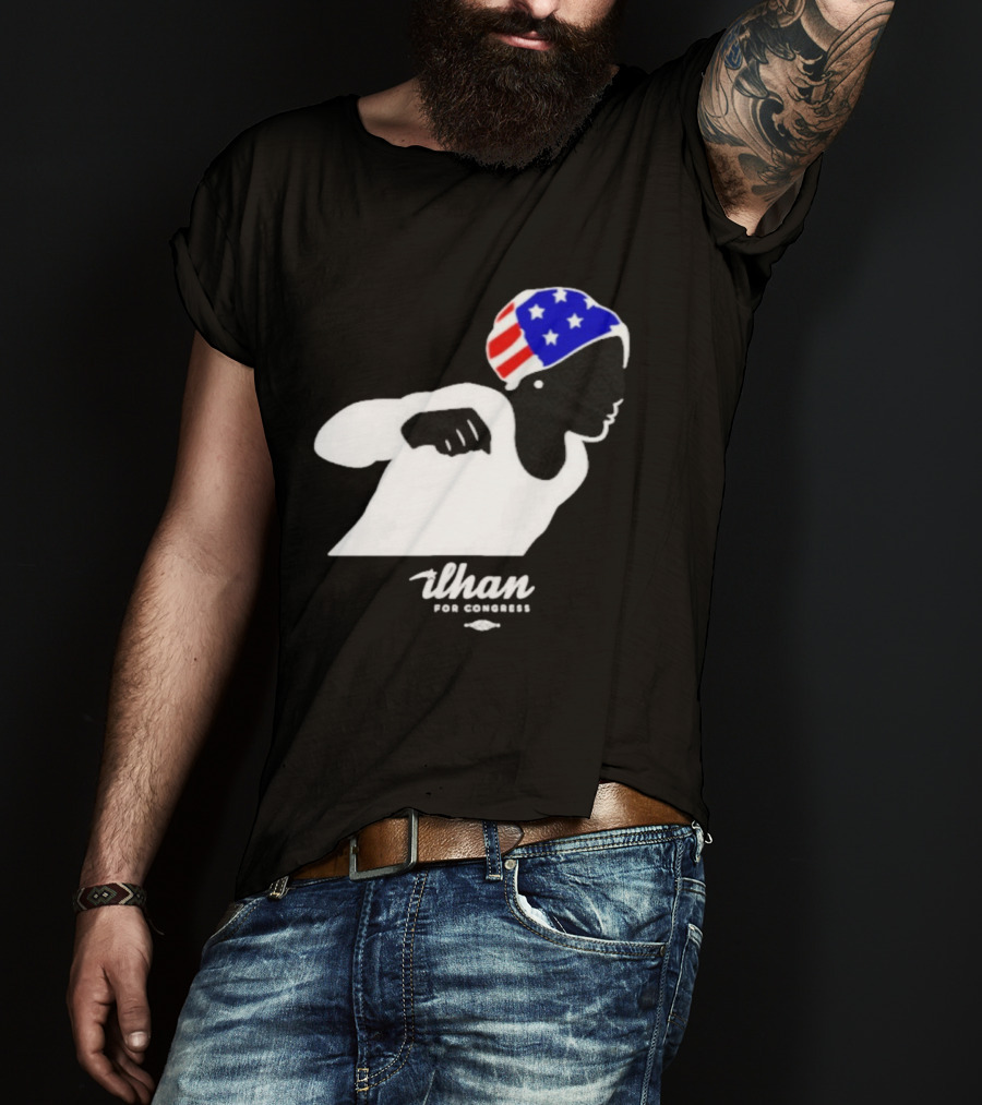 Ilhan For Congress Patriotic Runner Icon Don't Let Bullies Win T-Shirt