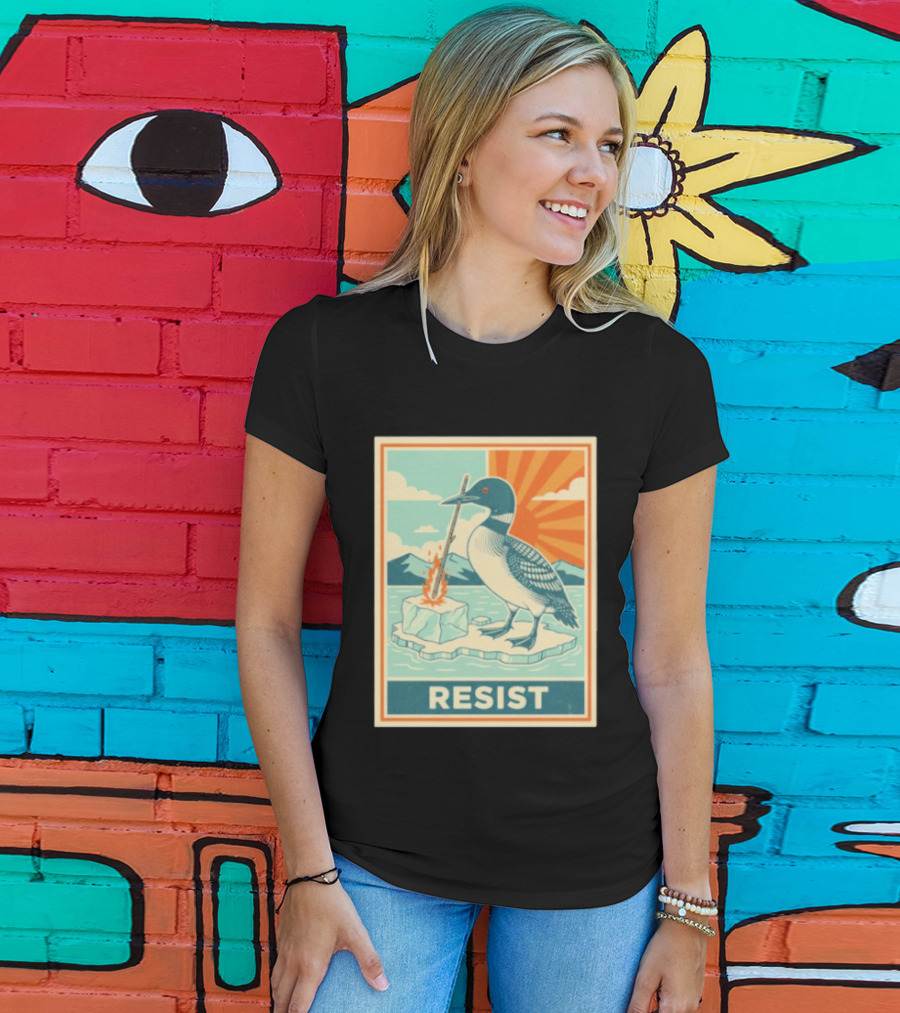 Loon Resist Climate Change Minnesota ICE Nature Conservation T-Shirt