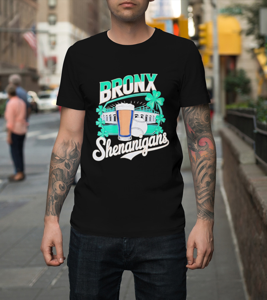 Bronx Shenanigans Beer Baseball Stadium Clover St Patricks Day 2026 T-Shirt