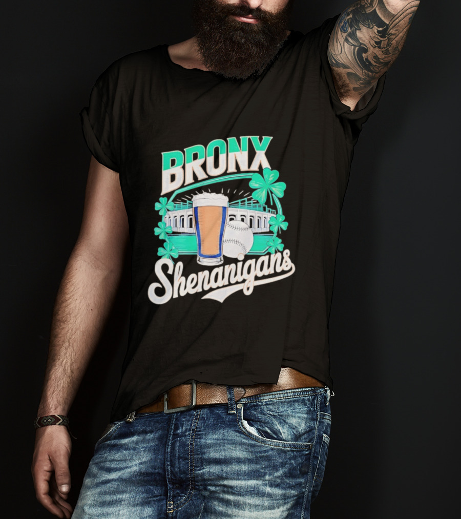 Bronx Shenanigans Beer Baseball Stadium Clover St Patricks Day 2026 T-Shirt