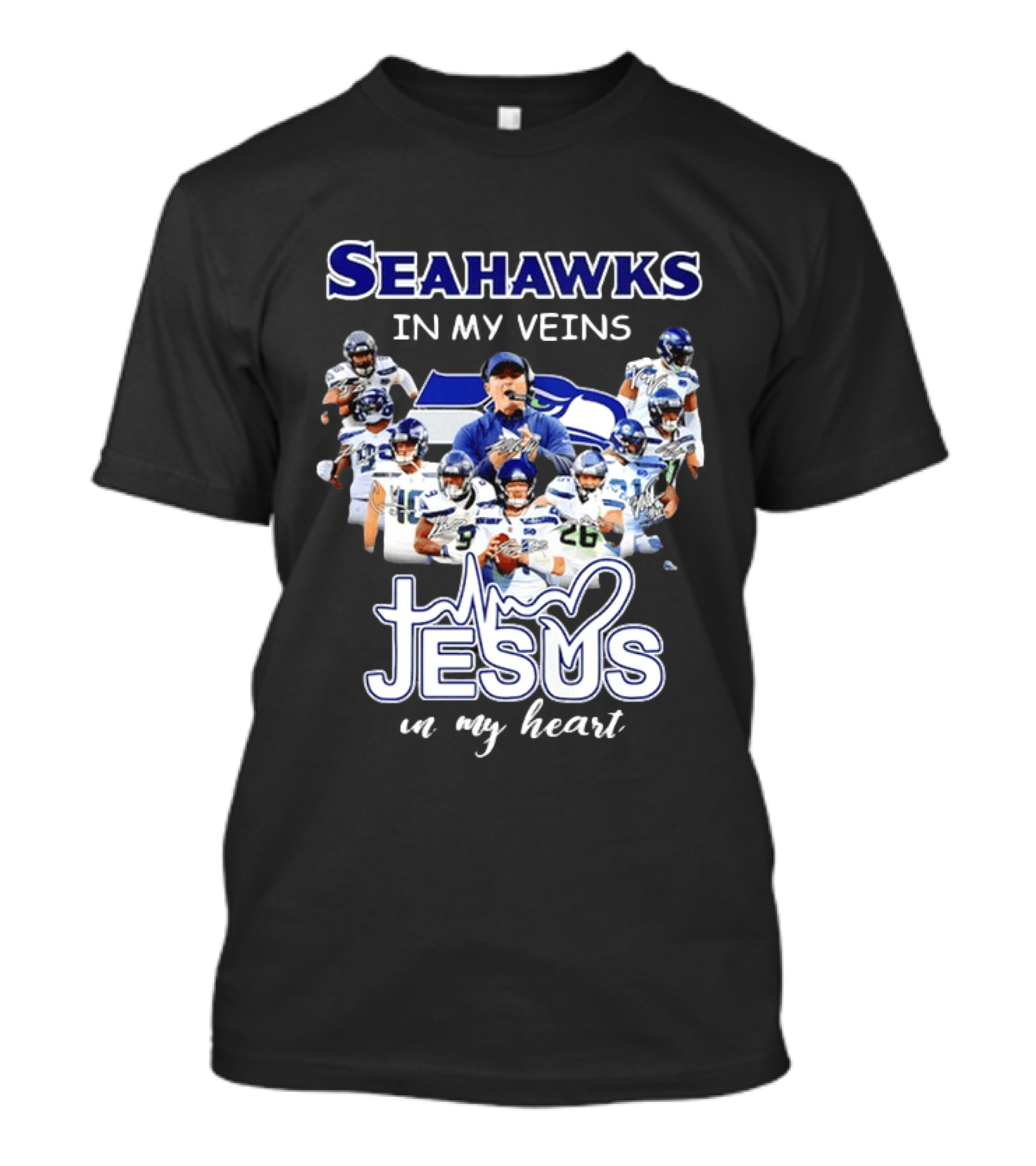 Seattle Seahawks In My Veins Jesus In My Heart Football Fans T-Shirt