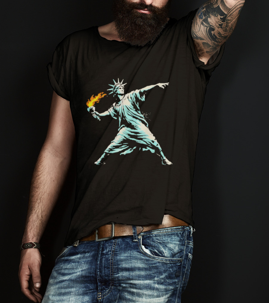 Statue Of Liberty Molotov Flower Thrower Street T-Shirt