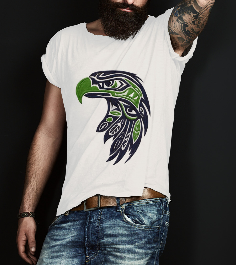 Seattle Seahawks Native American Tribal Art Eagle Head T-Shirt