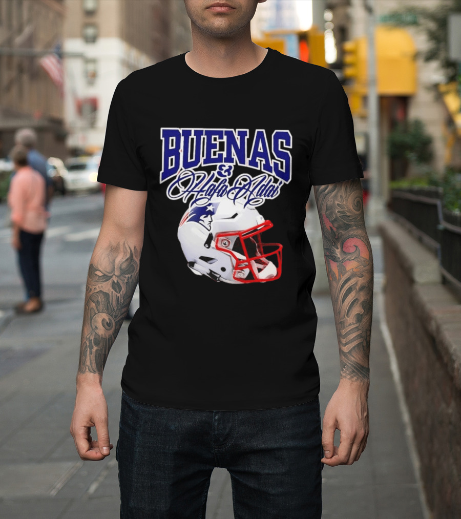 Buenas Hafa Adai New England Patriots Football Helmet T-Shirt