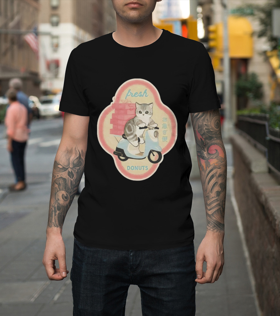 Fresh Cat Mofusand Donuts Delivery Scooter Japan T-Shirt