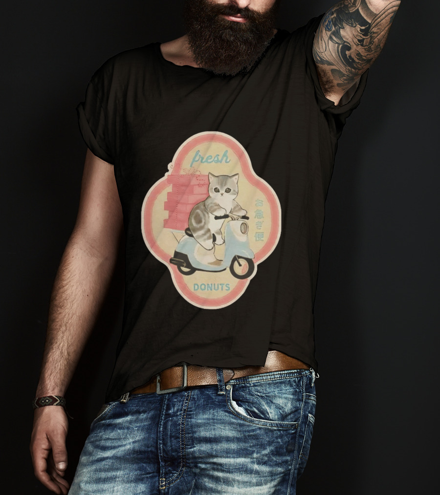Fresh Cat Mofusand Donuts Delivery Scooter Japan T-Shirt