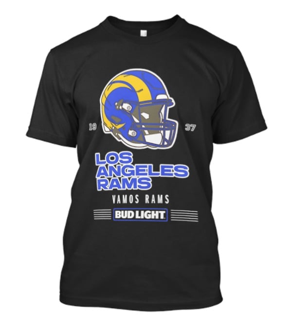 Los Angeles Rams Vamos Rams Bud Light 1937 Football Helmet T-Shirt