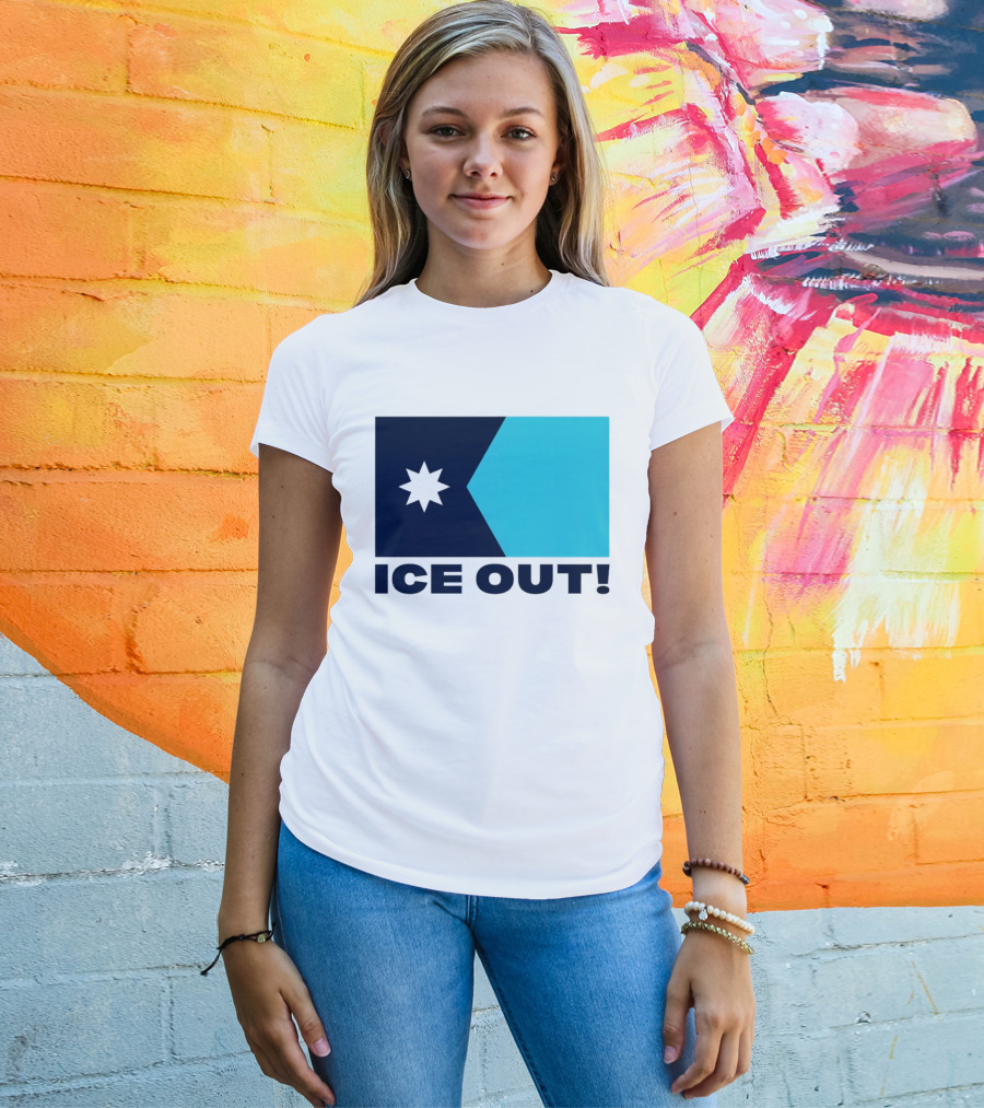 Ice Out Minnesota Star Flag T-Shirt