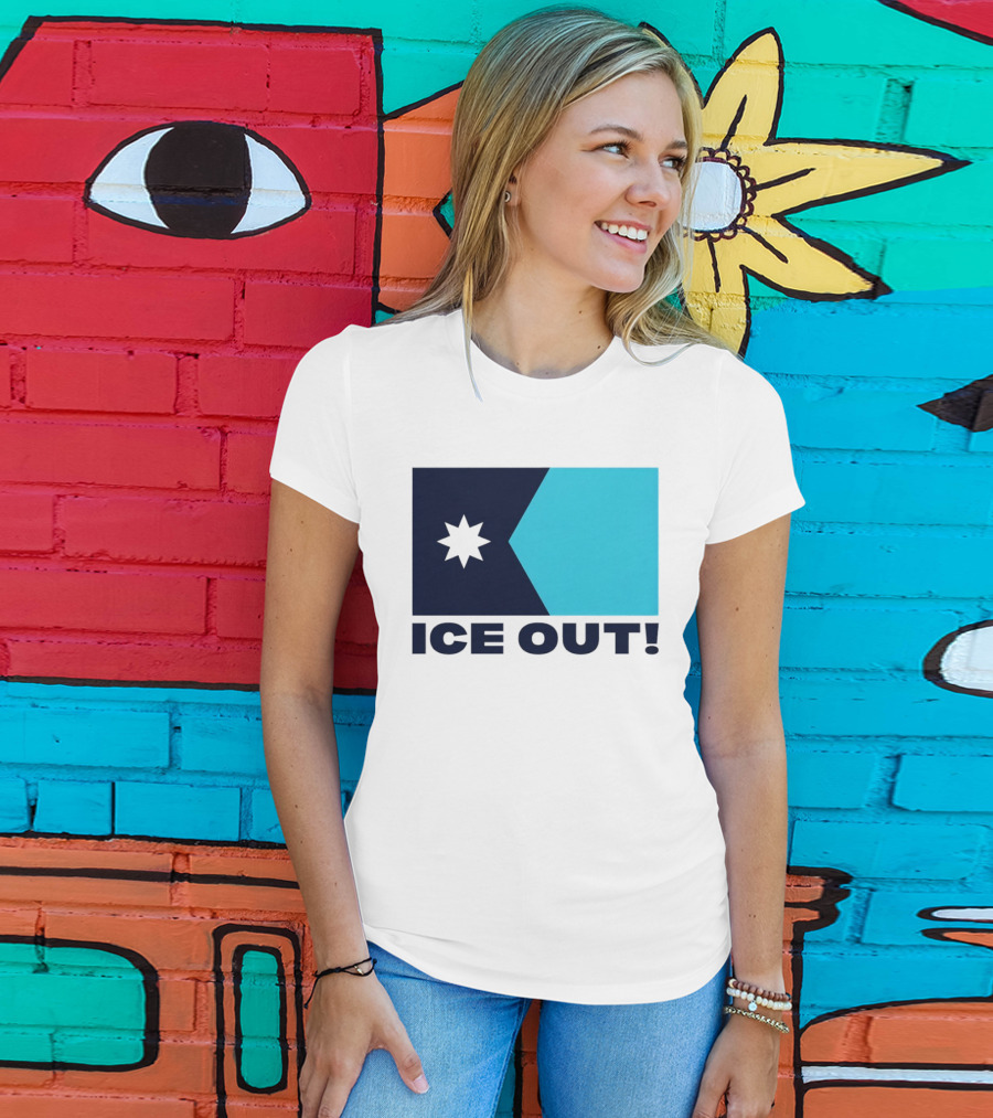 Ice Out Minnesota Star Flag T-Shirt