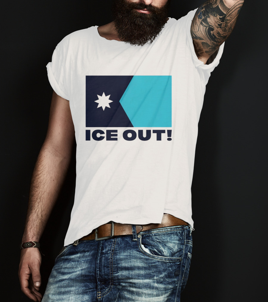 Ice Out Minnesota Star Flag T-Shirt