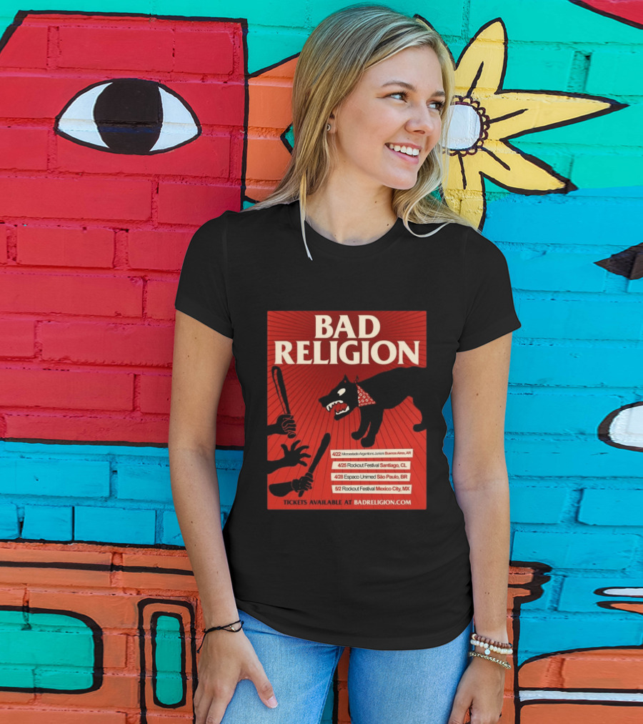 Bad Religion Tour 2026 Latin America Dates Buenos Aires Santiago São Paulo Mexico City T-Shirt