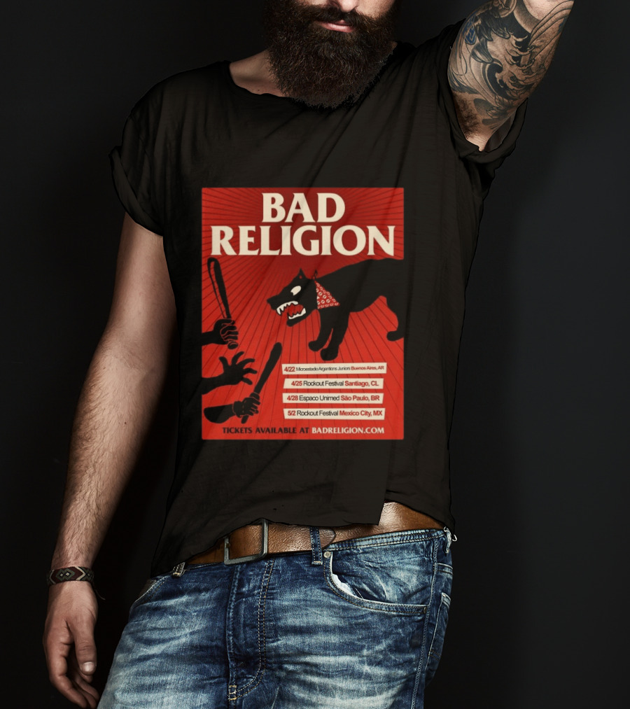 Bad Religion Tour 2026 Latin America Dates Buenos Aires Santiago São Paulo Mexico City T-Shirt