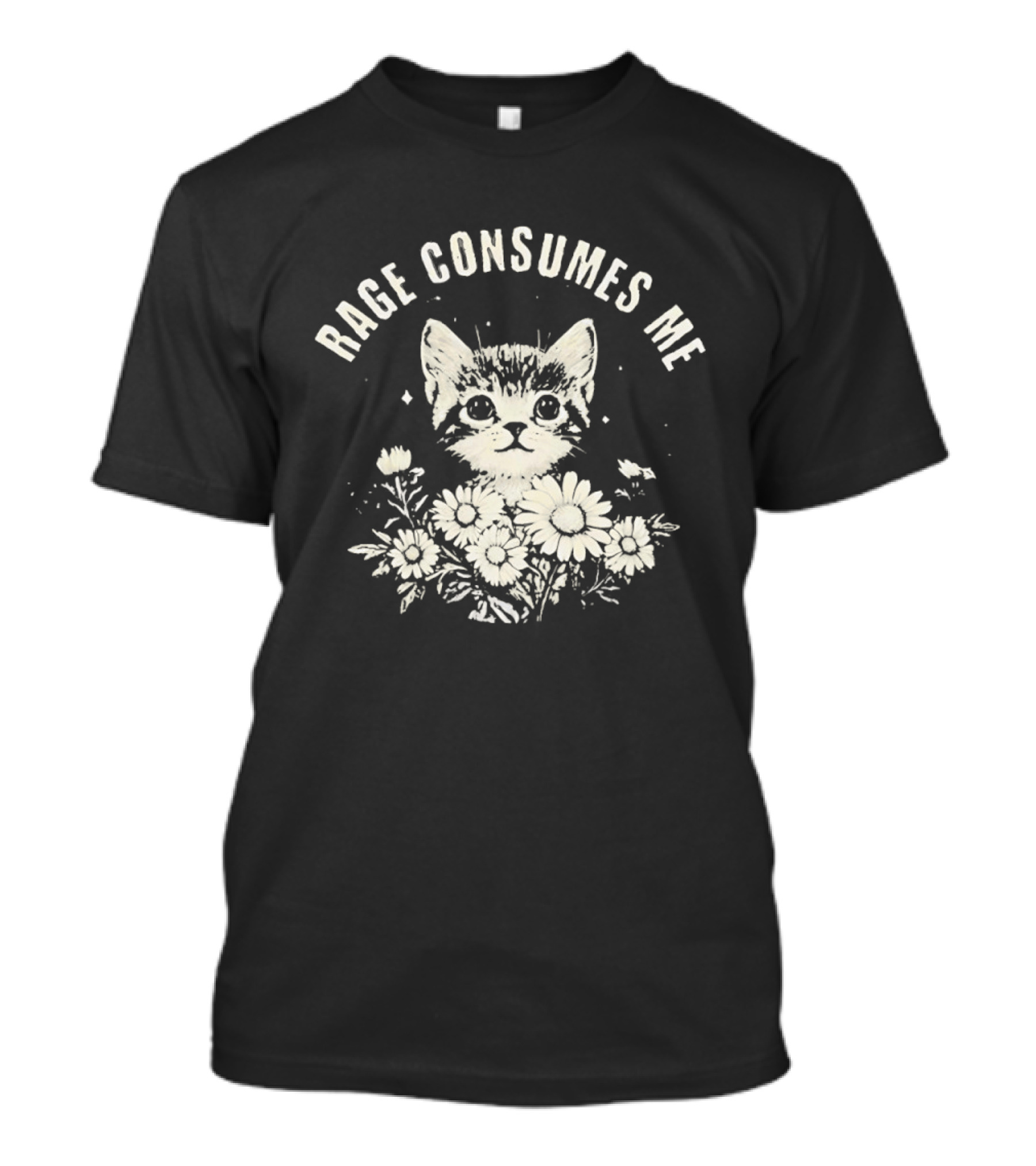 Rage Consumes Me Cat With Flowers T-Shirt