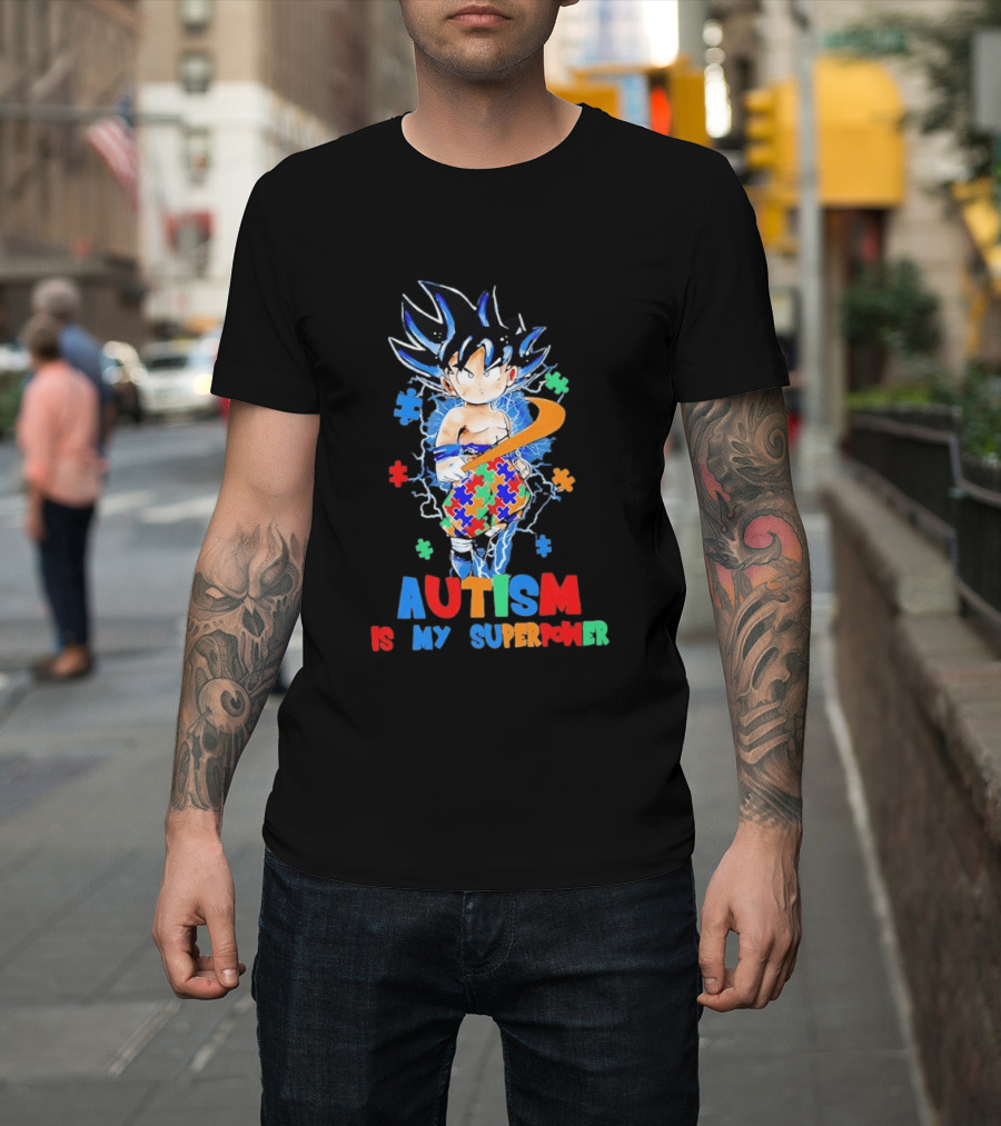 Dragon Ball Son Goku Autism Is My Superpower Puzzle Piece T-Shirt