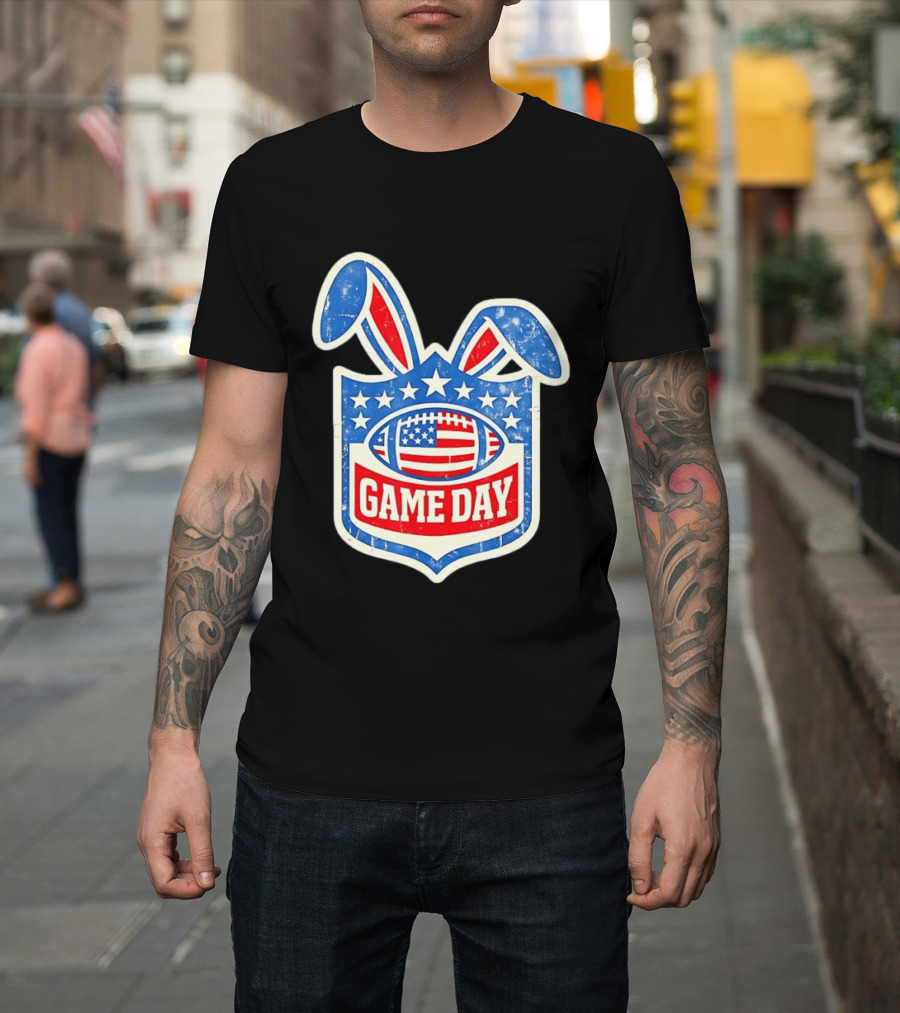 Easter Football Game Day American Bad Bunny Stars Stripes T-Shirt