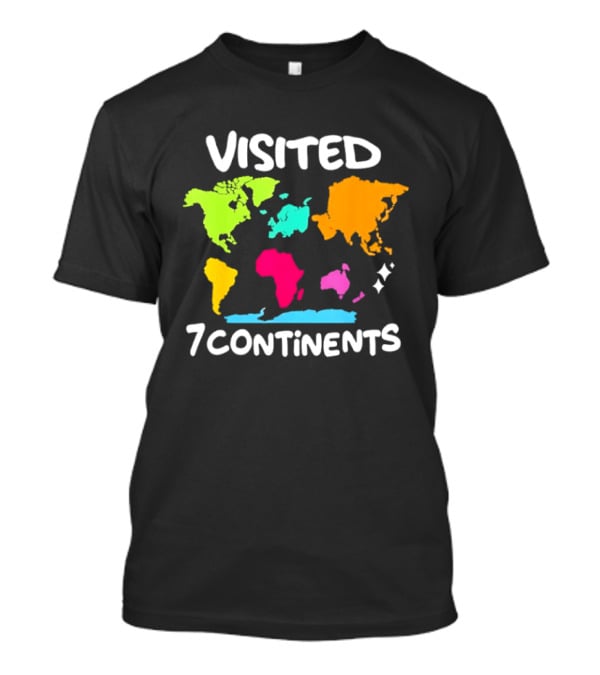 Visited 7 Continents Colorful World Map Travel T-Shirt