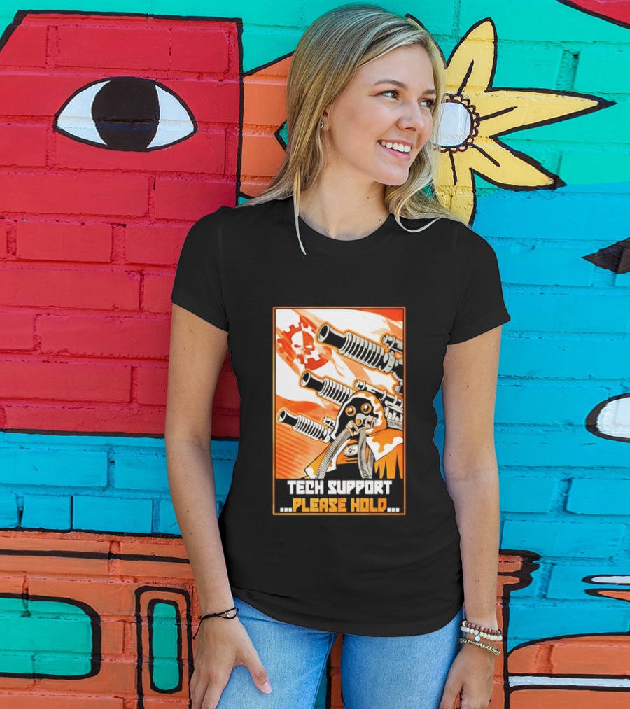 Tech Support Please Hold Skull And Crossbones With Retro Helmets And Cannons T-Shirt