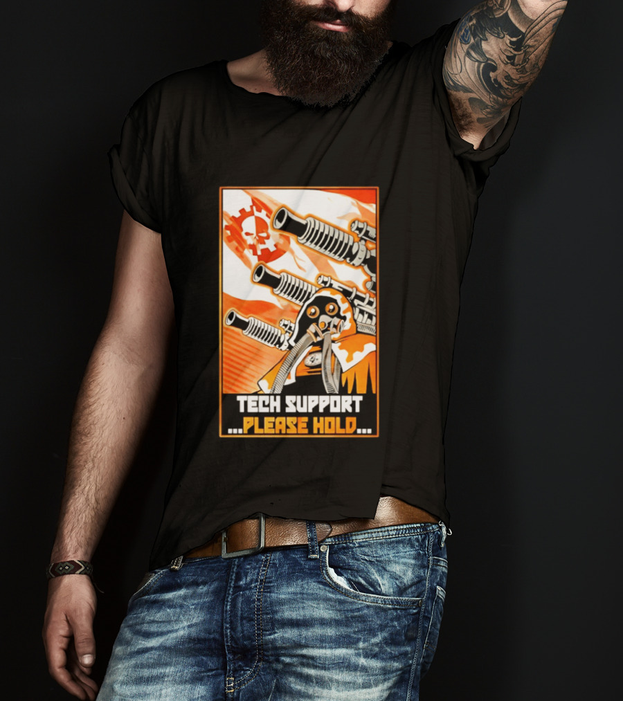Tech Support Please Hold Skull And Crossbones With Retro Helmets And Cannons T-Shirt