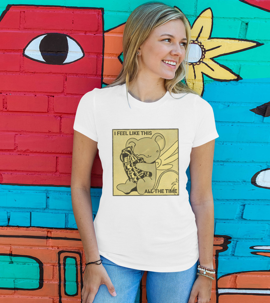 I Feel Like This All The Time Cute Winged Bear Hugging Grenade T-Shirt