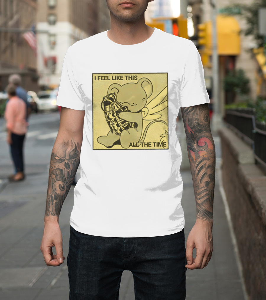 I Feel Like This All The Time Cute Winged Bear Hugging Grenade T-Shirt
