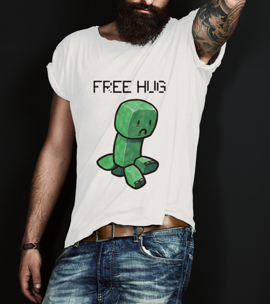 Sad Creeper Free Hug Pixel Art Fandom Humor T-Shirt