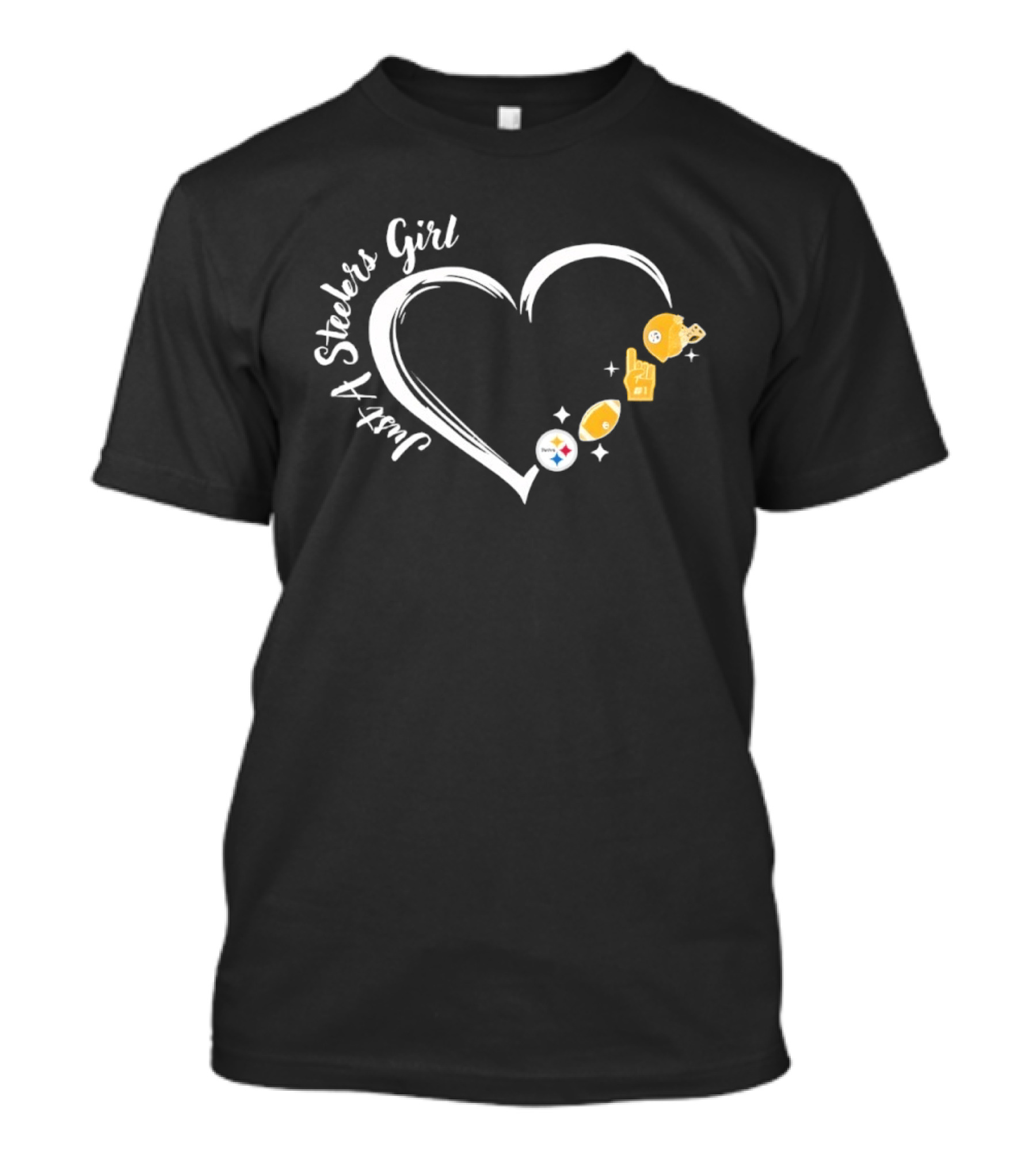 Just A Steelers Girl Heart With Football And Helmet T-Shirt