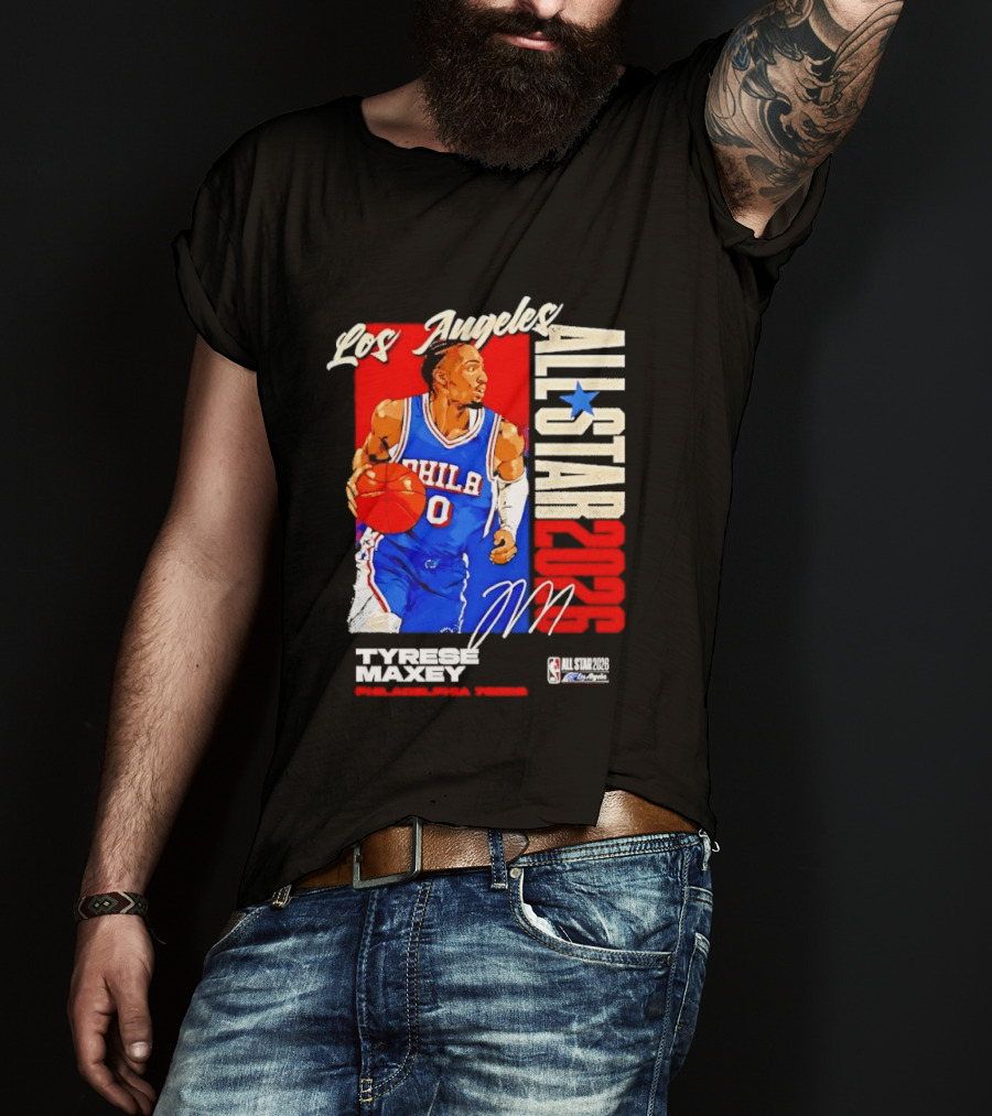 Los Angeles All Star 2026 Tyrese Maxey Philadelphia 76ers NBA Player T-Shirt