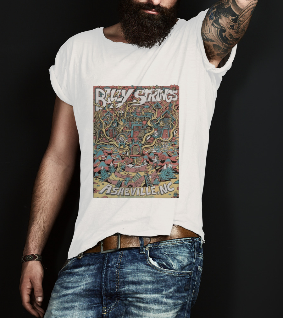 Billy Strings Asheville North Carolina 2026 Night 4 Vibrant Treehouse Fantasy Scene T-Shirt