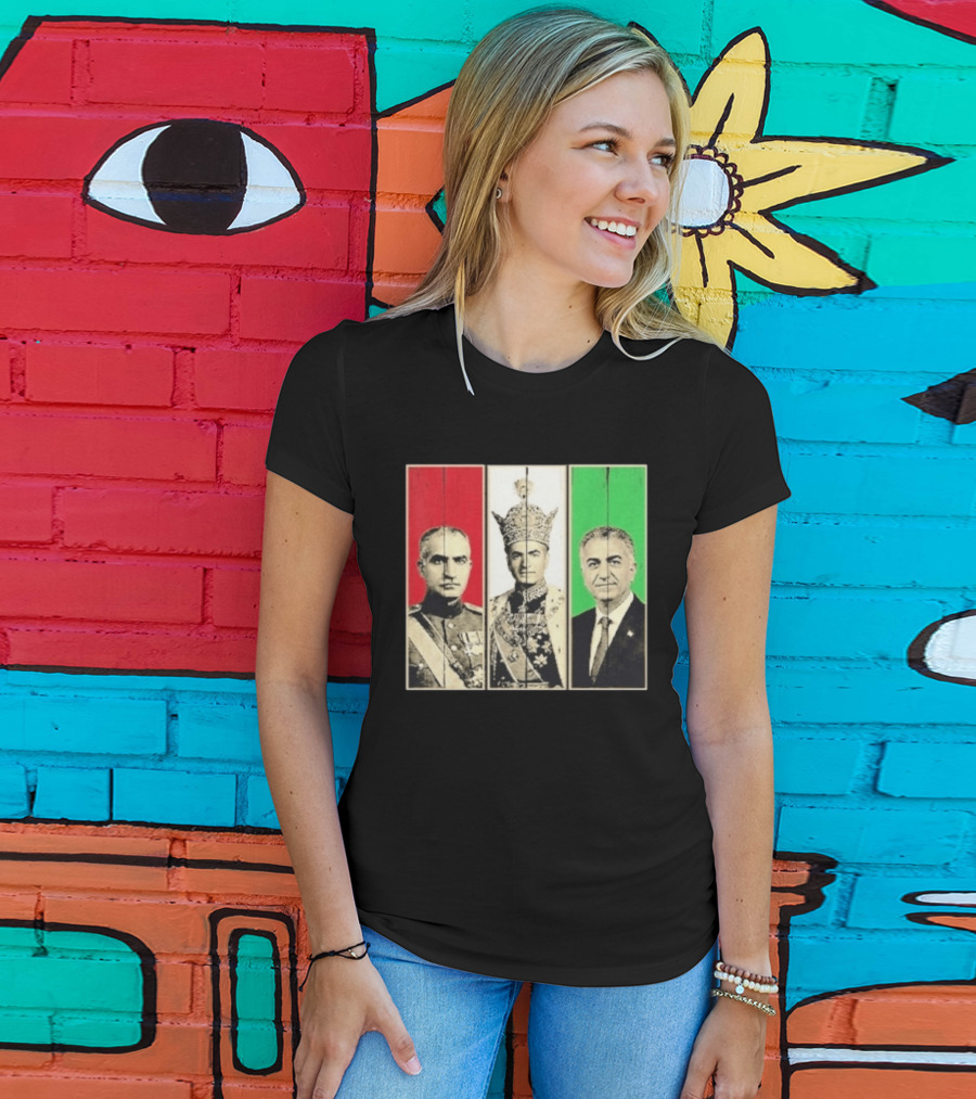 Pahlavi Dynasty Generations Reza Shah Mohammad Reza Iran Flag T-Shirt