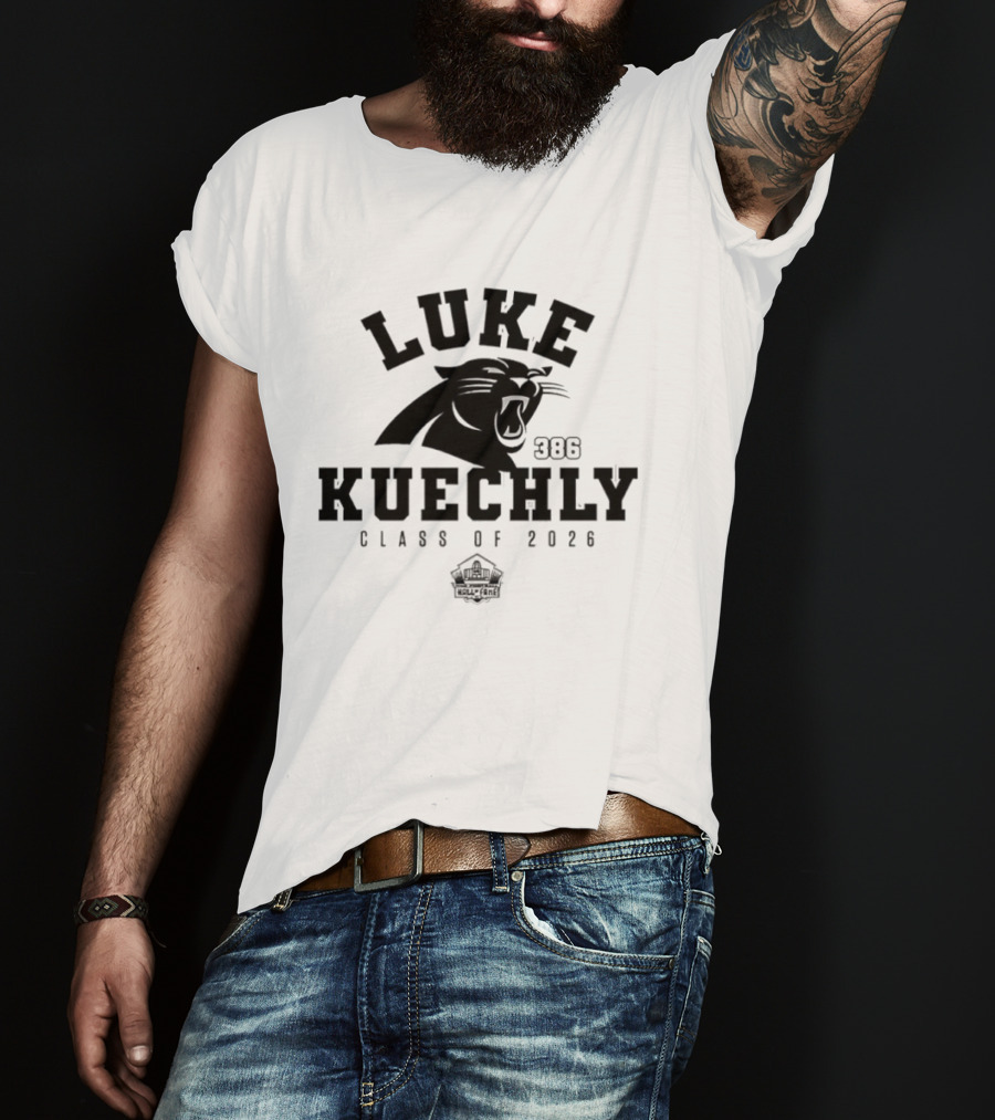 Luke Kuechly Carolina Panthers 386 Class Of 2026 Pro Football Hall Of Fame T-Shirt