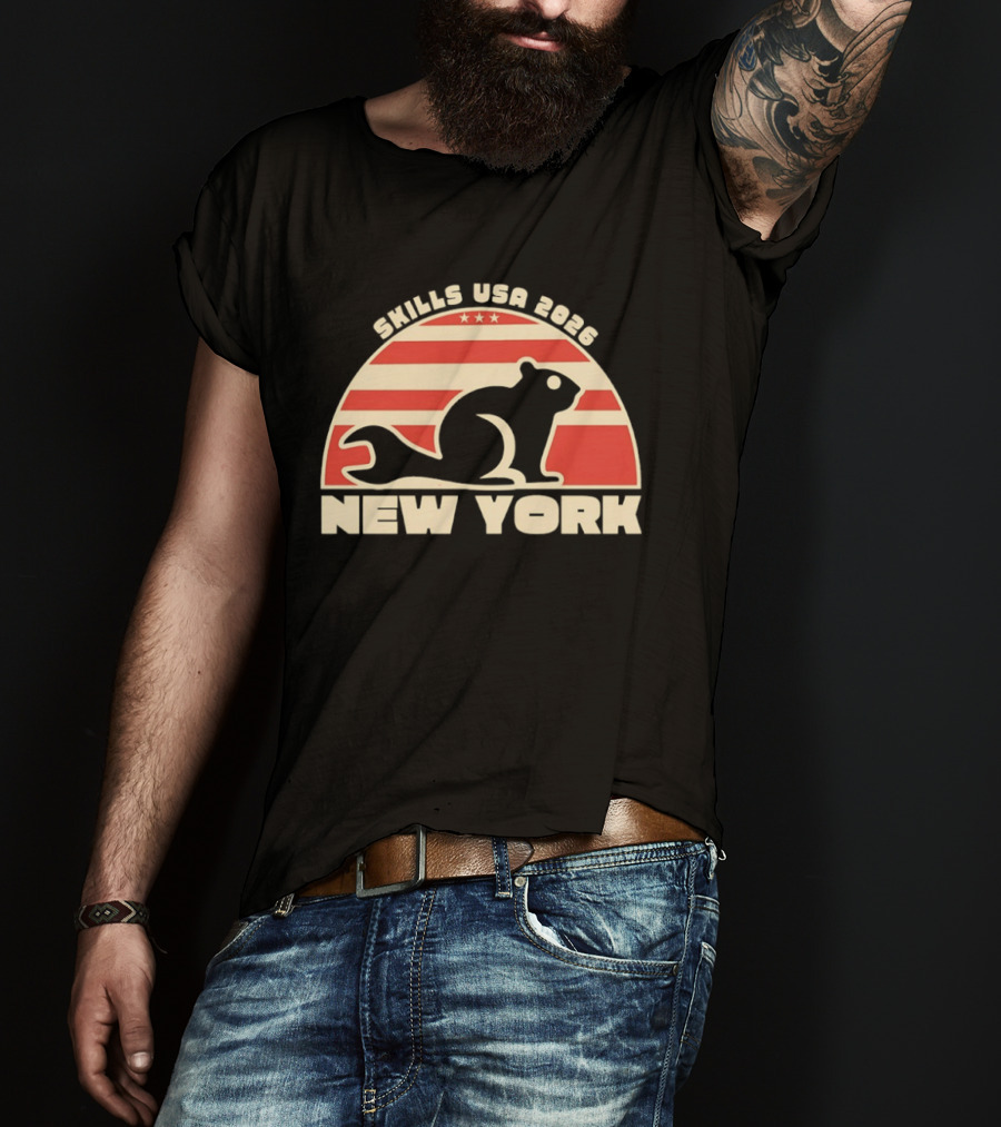 Skills USA 2026 New York Patriotic Beaver Flag T-Shirt