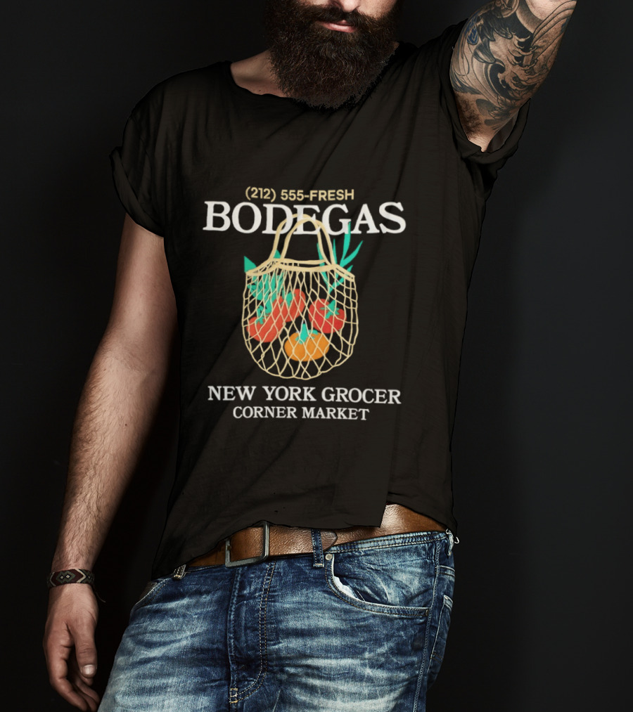 (212) 555 FRESH Bodegas New York Grocer Corner Market T-Shirt