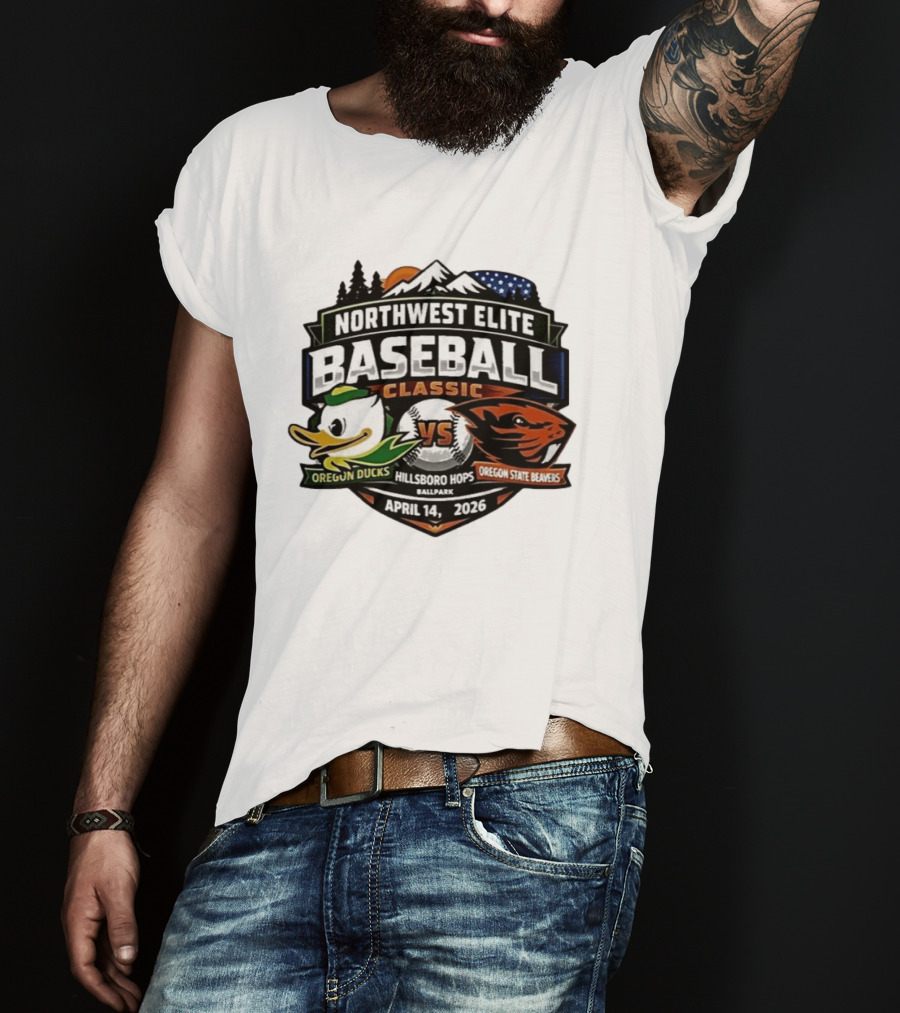 Northwest Elite Baseball Classic Oregon Ducks Vs Oregon State Beavers Hillsboro Hops Ballpark April 14 2026 T-Shirt