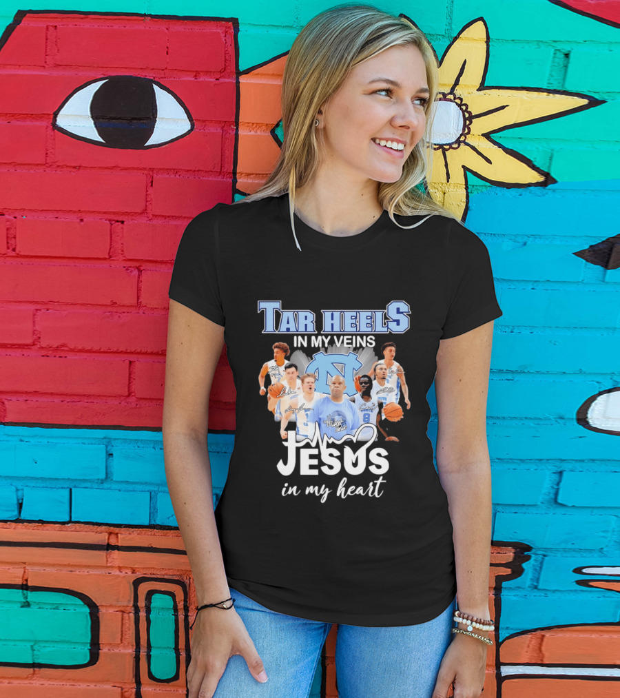 Tar Heels In My Veins Hubert Davis Jesus In My Heart T-Shirt