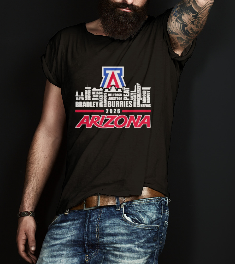 Arizona Wildcats 2026 City Names Bradley Burries Skyline T-Shirt