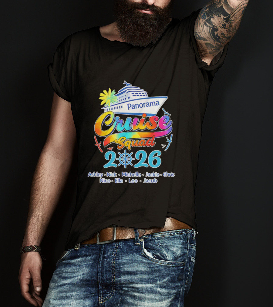 Panorama Cruise Squad 2026 Family Vacation Ashley Nick Michelle Jackie Chris Nico Ella Leo Jacob T-Shirt