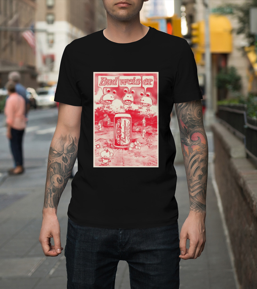 Budweiser Bud Weis Er Anheuser Busch Beer Can Frog Characters T-Shirt