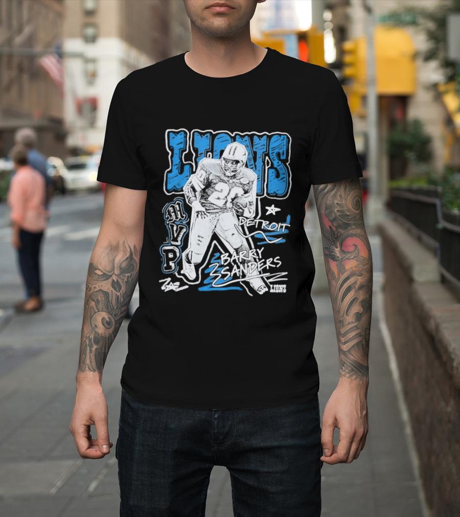 Detroit Lions MVP Barry Sanders Mitchell & Ness Chalked Up T-Shirt
