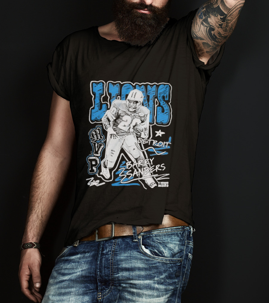 Detroit Lions MVP Barry Sanders Mitchell & Ness Chalked Up T-Shirt
