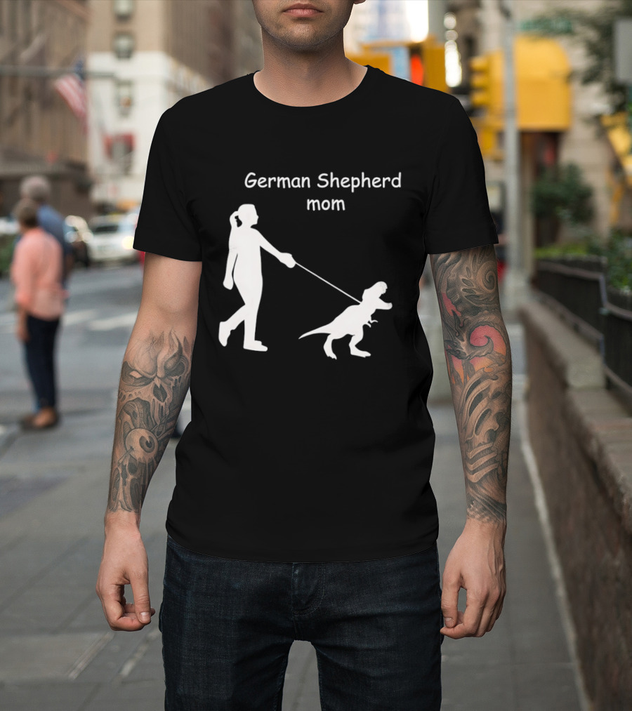 German Shepherd Mom Dinosaur Walking T-Shirt