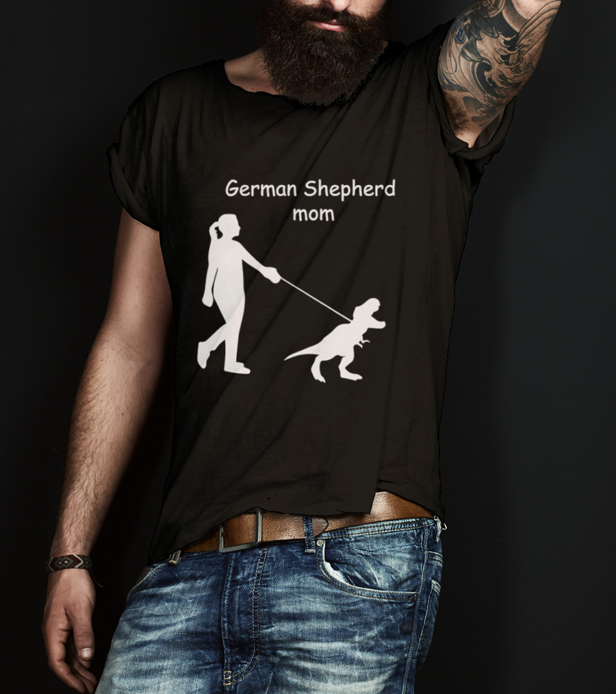 German Shepherd Mom Dinosaur Walking T-Shirt